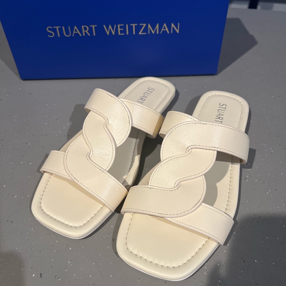 Stuart Weitzman Ivory Slide Sandals